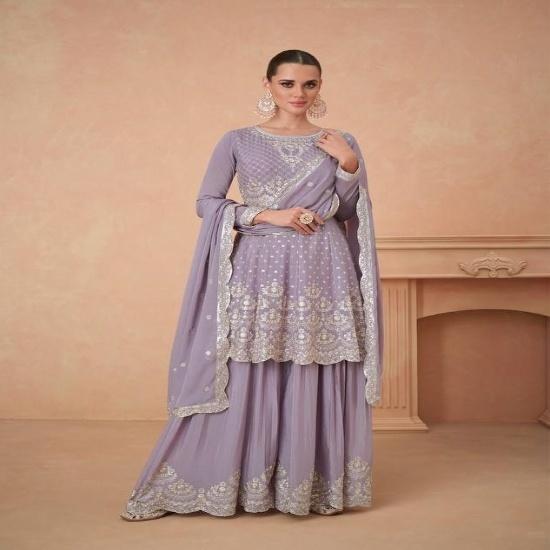 Designer Embroidered Sharara Suit Set for Women