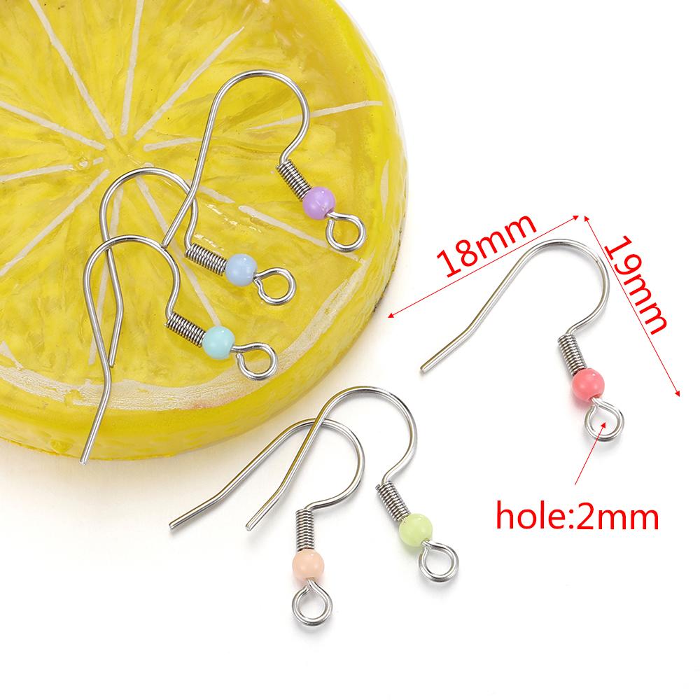 10pcs 50pcs 100pcs Stainless Steel Earrings Colorful Beads Hook Earwire Hooks for DIY Jewelry Making Dangle Components Wholesale