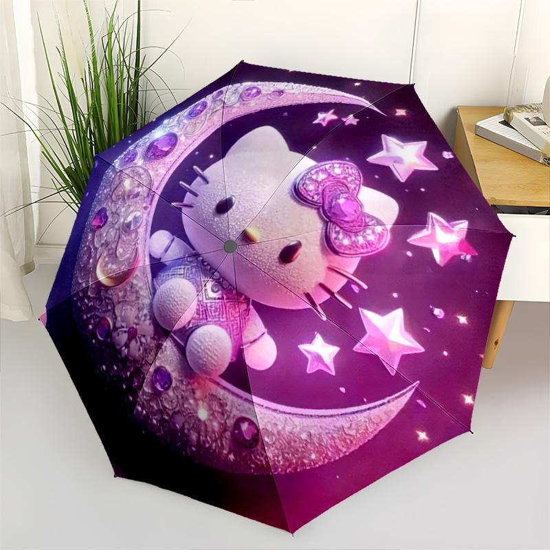 1pc Sanrio Umbrella Portable Folding Umbrella Iron Frame Hole Bone Structure Outdoor Home Umbrella