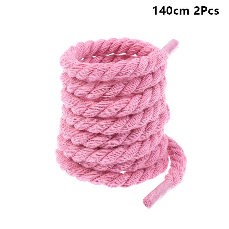 2Pcs Round Thick Rope Laces Polyester Cotton Solid Color Laces 0.8Cm Diameter 120/140/160Cm Length Bold Shoelaces