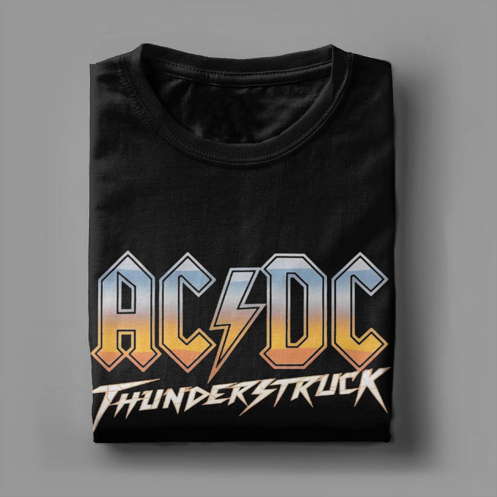 THUNDERSTRUCK AC/DC T-Shirts für Herren, Baumwolle, Vintage-T-Shirts, Rundhalsausschnitt, Kurzarm-Tops, Übergrößen