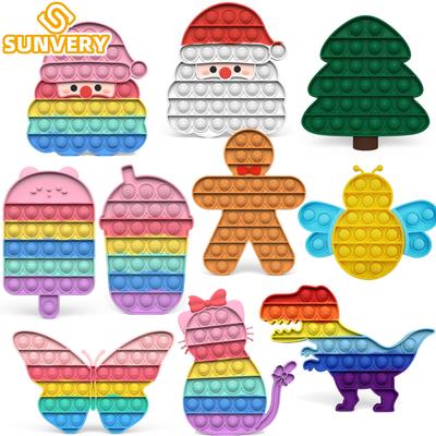 Christmas Theme Pops Bubble Fidgeting Toys Xmas Popper Stress Toys For Kids Simple Dimple Game Toys Latest Year Present