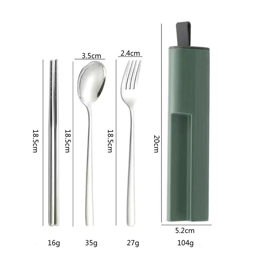 3Pcs/2Pcs Portable Tableware Stainless Steel Spoon Fork Chopsticks with Storage Box Lunch Travel Kitchen School Cutlery Set
