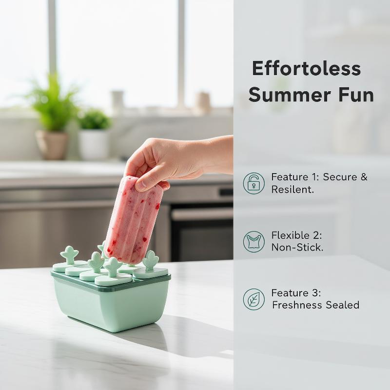 DIY 8 Cell Popsicle Mould Reusable Ice Cream Maker Kids Easy Home Summer Party Delight Kitchen Accessory