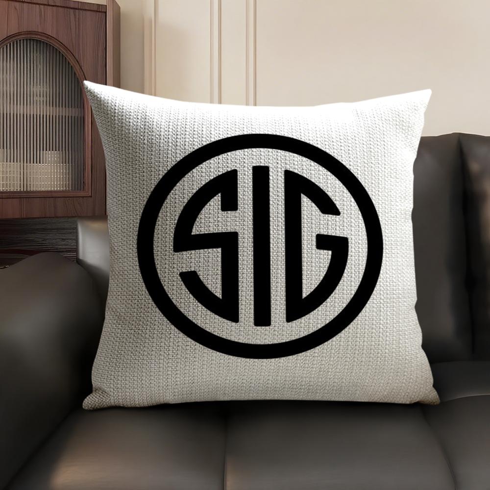 S-Sig Sauer Cushion Cover Summer Breathable Linen Organic Fabric Double-Sided Printing Sofa Pillow Case Home Decor