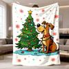 2026 Latest Flannel Blanket UltraSoft Plush Blanket with Cute Beagle Dog & Tree Design Cozy Winter Throw with Hearts, Snowflakes & Twinkling Lights Al