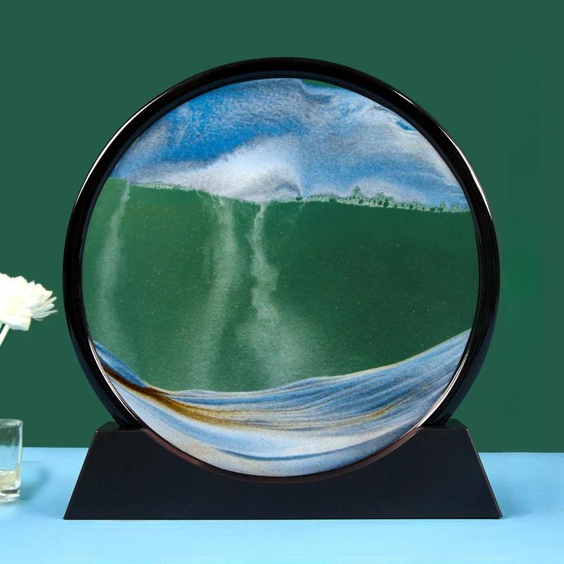 

3D Движущийся Песок Искусство Круглые Жидкие Песочные Часы Текучая Песочная Живопись Песчаный Пейзаж Движение Дисплей Зыбучий Песок Живопись Домашний Декор Подарки