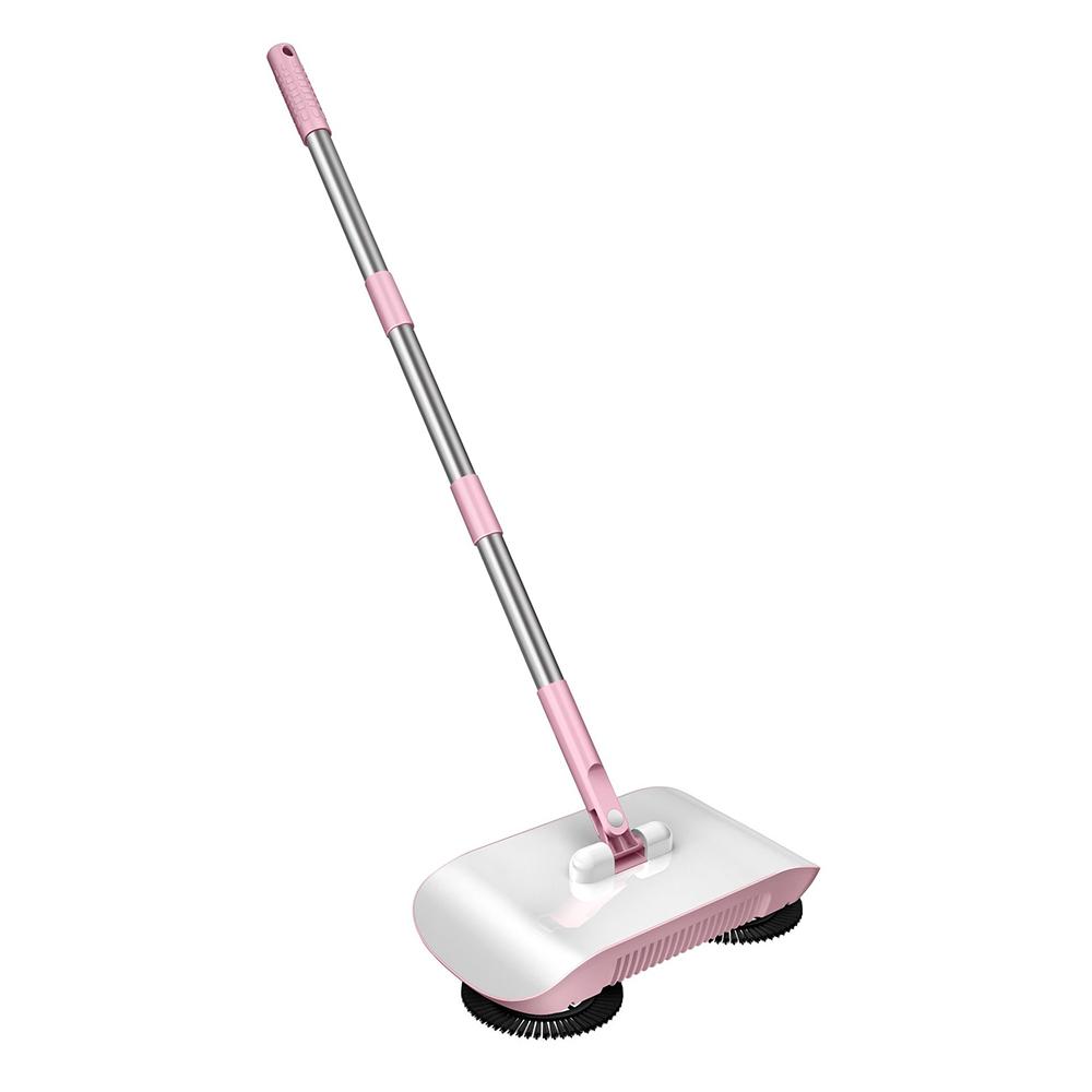 

Handheld Push Sweeper 2 in 1 Broom Cleaning Tool Set with 3 Replacement Cloths for Household Use A