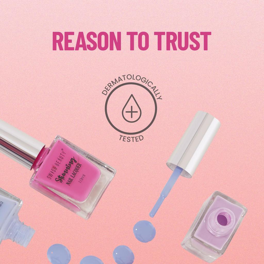 Stunning Nail Lacquer | Chip Resistant, Quick Drying Nail Paint | Highly Pigmented with High Shine Nail Polish |  10ml