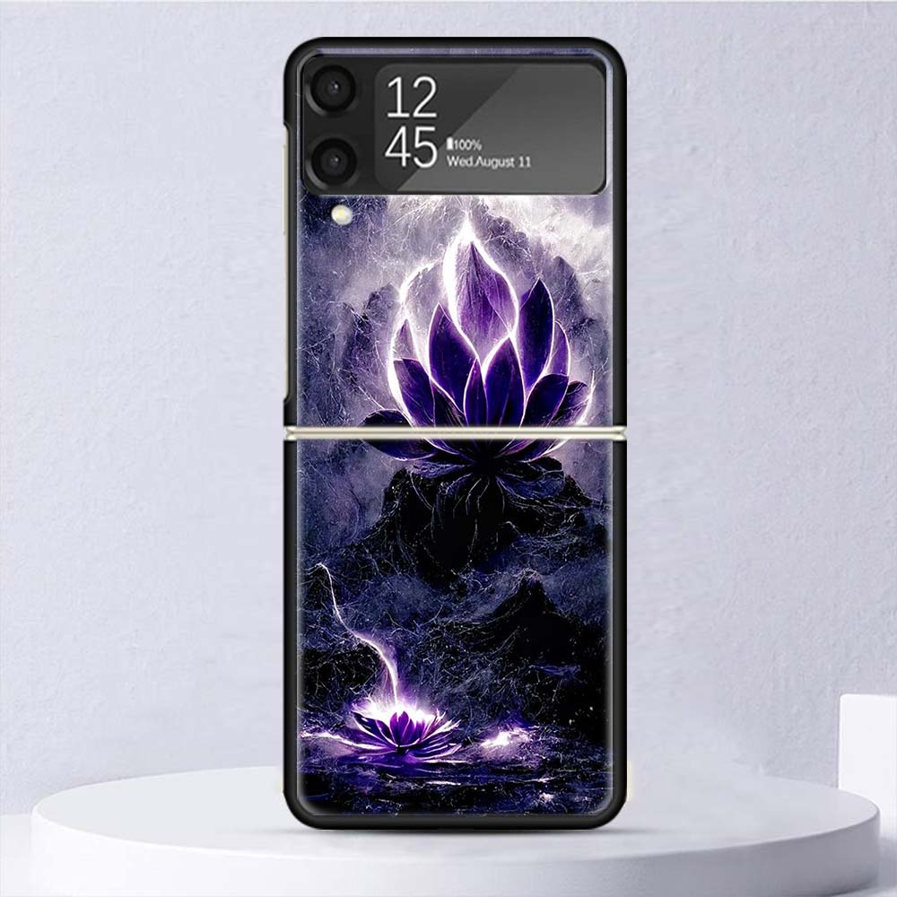 Buddhist Fire Lotus Shockproof Case For Samsung Galaxy Z Flip 7 6 5 4 3 5G Phone Cover Z Flip3 Flip4 Flip5 Flip6 Flip7 Shell Har