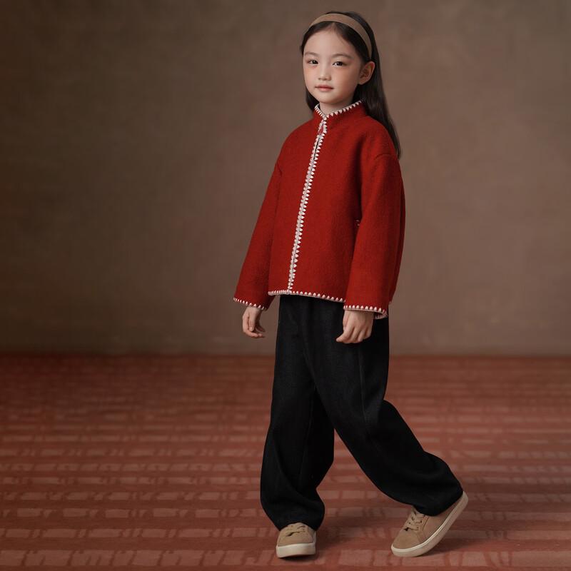 Hacikis Kids' Red Wool Winter Coat