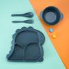 Cartoon Dinosaur Three Compartments Dinner Plate Spoon Fork Bowl Cutlery Set For Kids