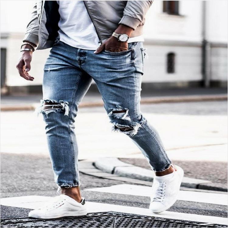 European Men's Slim Fit Ripped Jeans - Autumn Trend Elastic Small Leg Pants