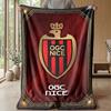 OGC Nice FC Weiche Flanell-Fleece-Decke Leichte Gemütliche Warme Überwurfdecke für Sofa Bett Heimdekoration
