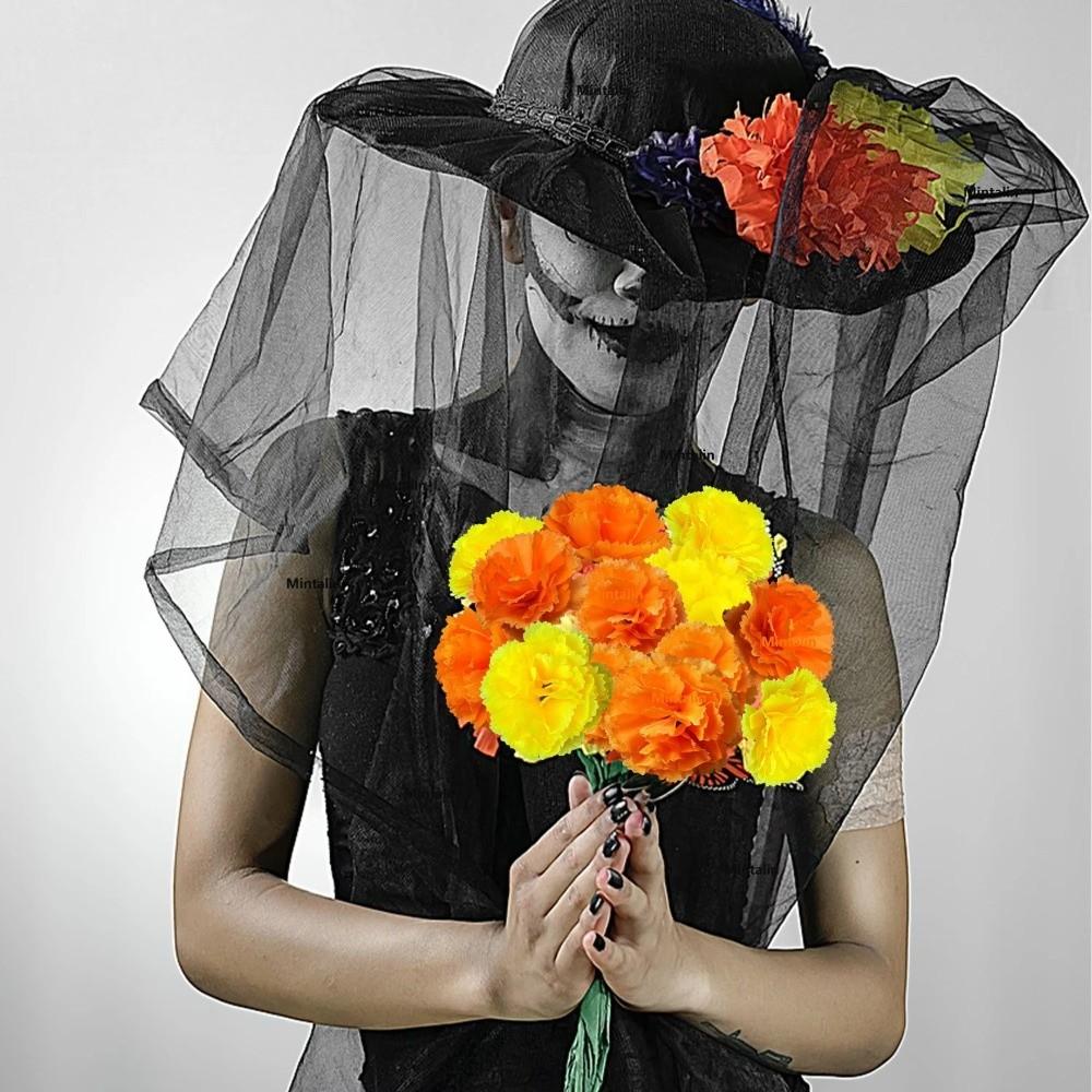 Portable Marigold Artificial Flowers Multifunctional Party Decor Marigold Flower Head Home DIY Craft