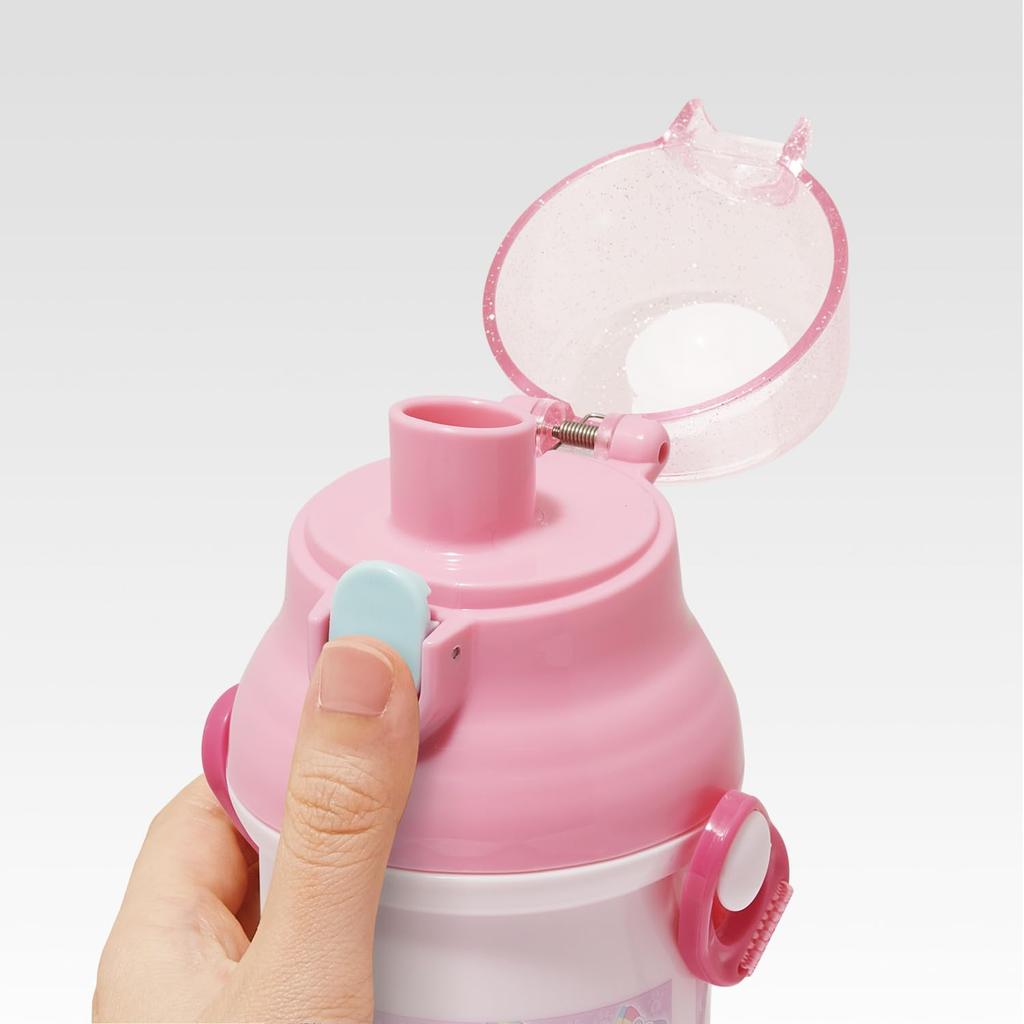 Skater Wasserflasche aus Kunststoff, 480 ml, mit einem Druck, antibakteriell, kinderfreundlich, leicht, antibakterielle Behandlung, hergestellt in Japan, Wandafuru Girls PSB5SANAG