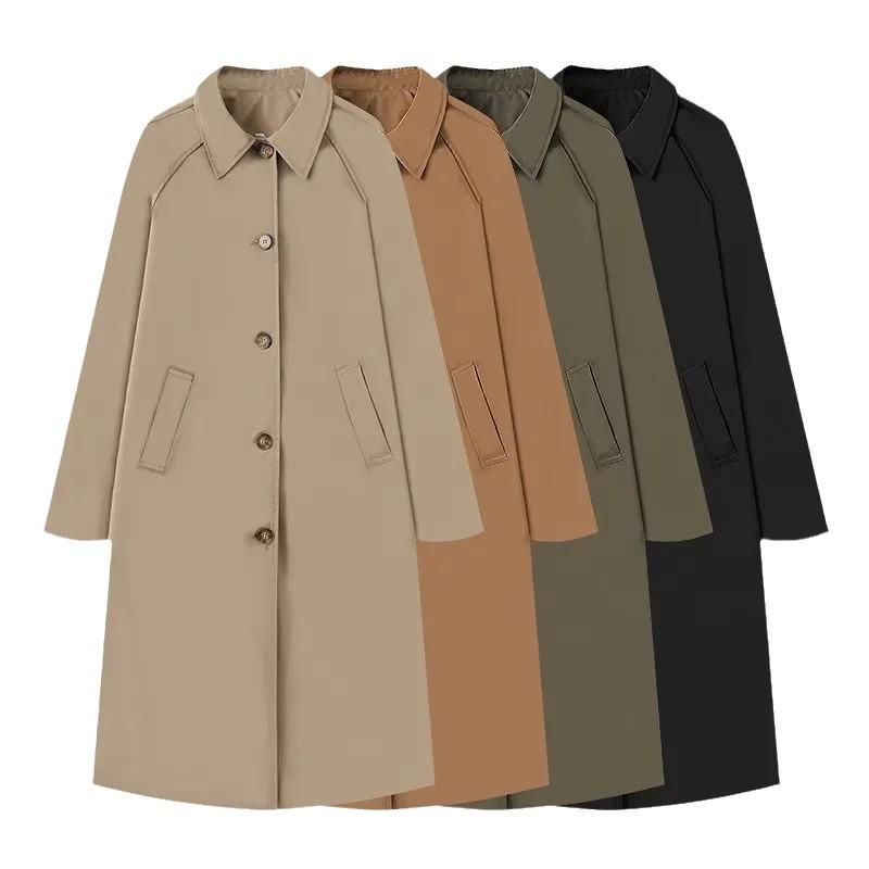 Women's European and American Style Lapel Single-Breasted Trench Coat - Workwear Inspired Fashion Jacket