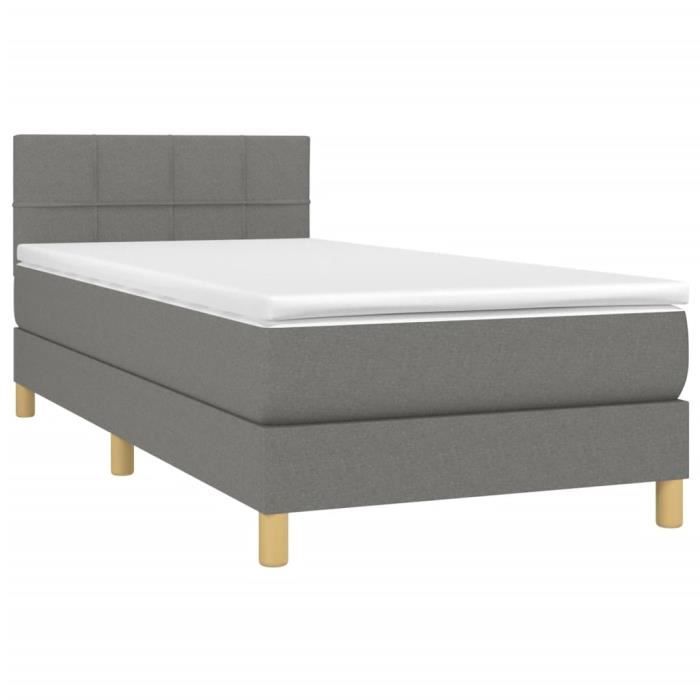 3140578 vidaXL Bed Base and Mattress Dark Grey 90x190 Cm Fabric