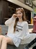 Thin large-scale letter-printed white sunscreen blouse T-shirt for women's summer new outer micro-transparent top