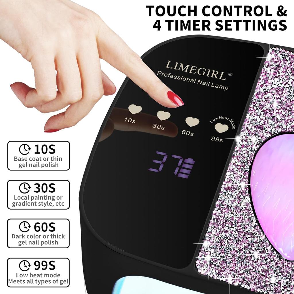 UV LED Nail Lamp Kit, Fast Curing, 4 Timer Settings, Cordless Rechargeable for Gel Polish Manicure & Pedicure