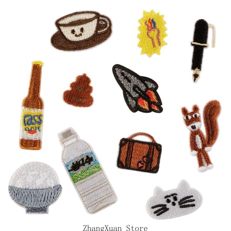 11 шт. Нашивки для ремонта ручек Мультяшные животные Термонаклейки Вышитые нашивки Милые кошки Нашивки для пришивания на одежду Шляпу