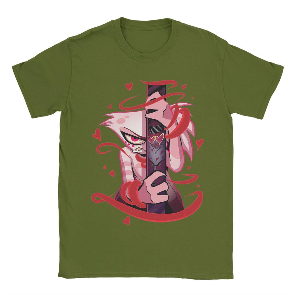 Fun Hazbins Hotels T-Shirts for Men Round Neck Cotton T Shirts  Short Sleeve Tees Gift Clothes