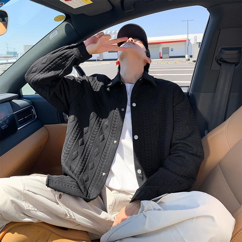 

Рубашка с лацканами Мужская Весна и Осень Новая Американский Ретро Осенняя Куртка Топ 3XL