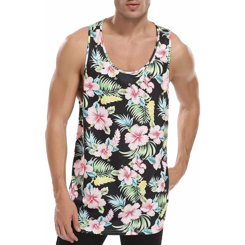 

Мужской летний жилет без рукавов с принтом в гавайском стиле для отдыха и отдыха на лето 3XL чёрный