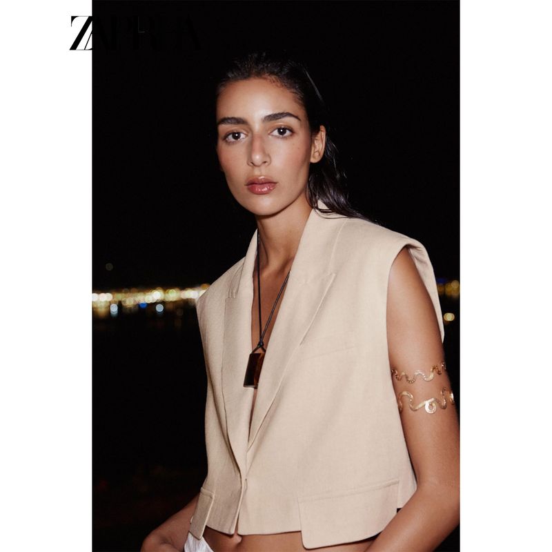 Zaprha 2025 Summer New Linen Blend Short Vest 2406998