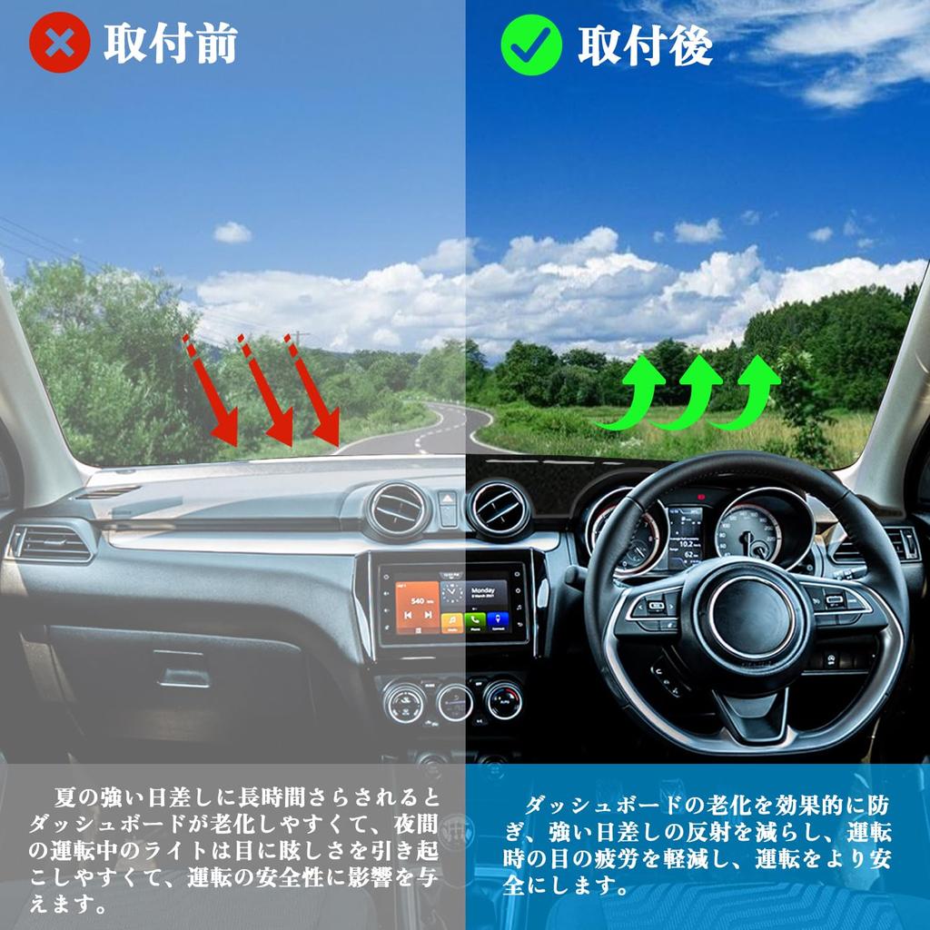 Kurtz Dashboard Mat for Suzuki Swift Series Sun Dashboard Protective Interior Custom Made of Reduces Reflection and Heat Set Polyester ZC/ZD