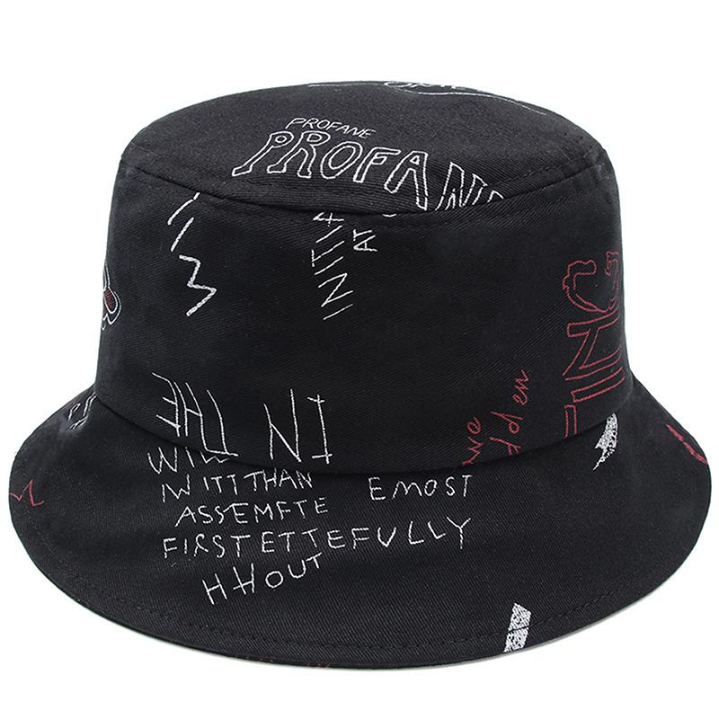 Bucket Hat Graffiti Letter Women Men Fishing Fisherman Hat Summer Outdoor