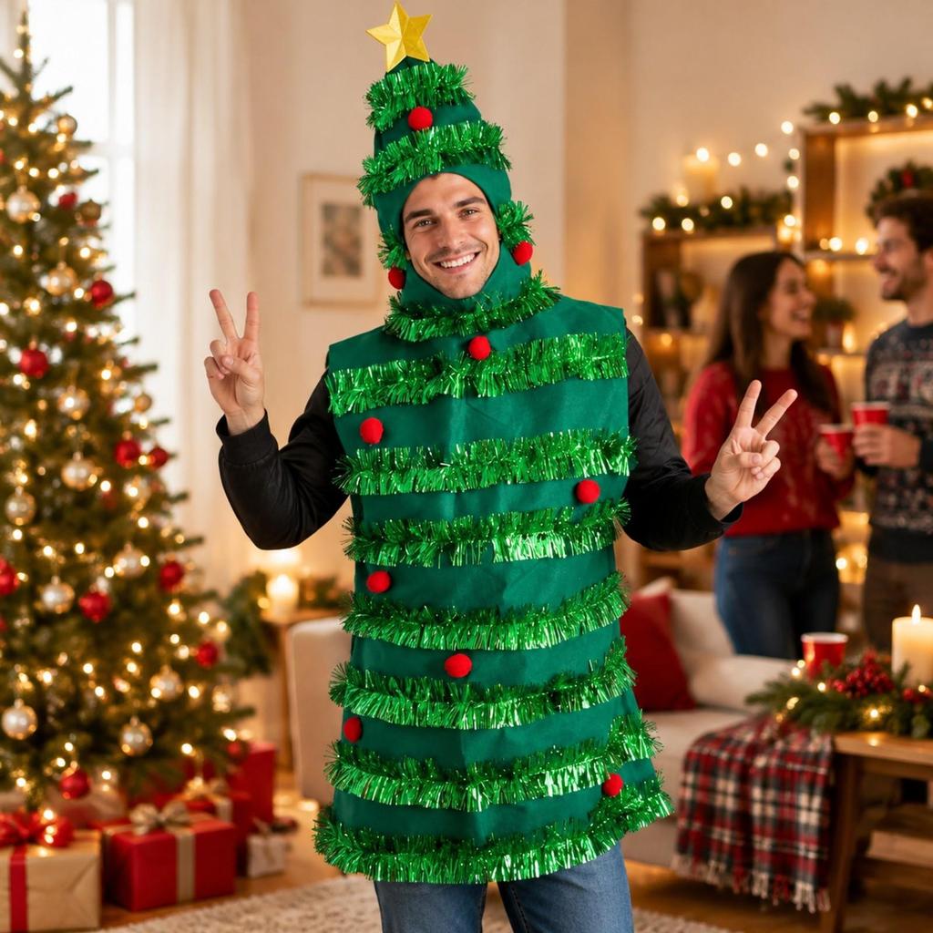 Christmas Tree Costume Comfortable for Stage Performances, Themed Rods