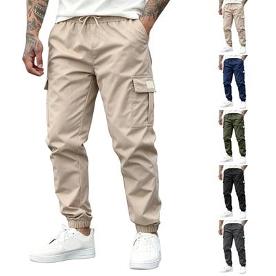 Herren Slim Fit Cargo Jogginghose mit Kordelzug Elastischer Bund, Farbe Mehrere Taschen Lässige Hose