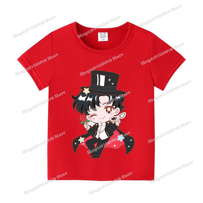 Sailors Moons Cotton T-shirt Sweet Anime Printed Girl Short Sleeve Cartoon Casual Kids Shirts Summer Child Tops