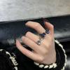 Anello Aperto Versatile Pietra di Luna Grigio Ardesia e Argento - Moda Trendy e Lussuosa per Donne e Coppie