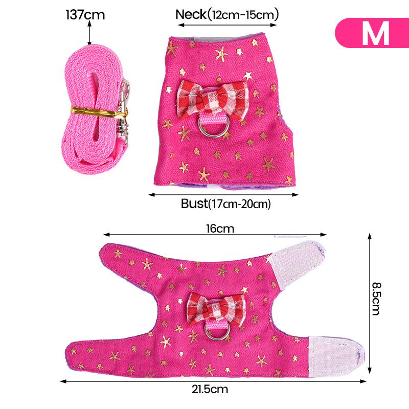 Hamster Small Pet Harness Rabbit Bowtie Striped Star Harness Vest Traction Rope Ferret Guinea Pig Hamster Chest Strap