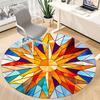 1pc Stained Glass Sunburst Office Round Area Rug, Indoor Mat Suitable ForOffice, Under Office Chairs Bedroom Living Room Home Decor, D159