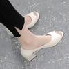 Fashion Leather Summer 2024 Outdoor Open Toe Thick Heel for Office Work Ladies Shoes Footwear with Medium Heels Black Sandals Women Sale