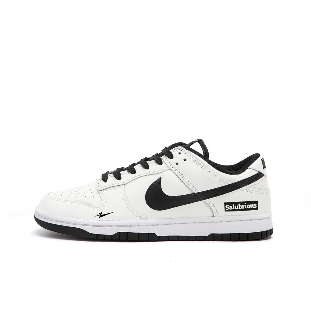 Nike Dunk Leather Slip Resistant Abrasion Resistant Low Top Skateboard Shoes Unisex White Black DD1391-100(Team189-)