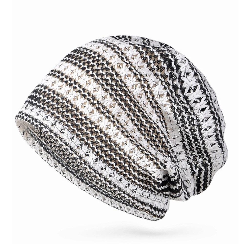 

Lace Brimless Hat Soft Crochet Hat Fashion Openwork Knit Hat Outdoor черный белый