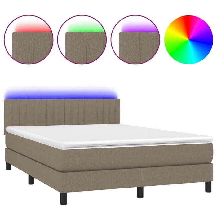 Maison Exclusive - Sommier à lattes de lit avec matelas LED Taupe 140x190 cm Tissu
