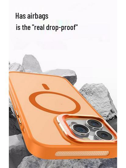 iPhone 16/17 Pro Max Magnetic Metal Lens Stand Frosted Protective Case