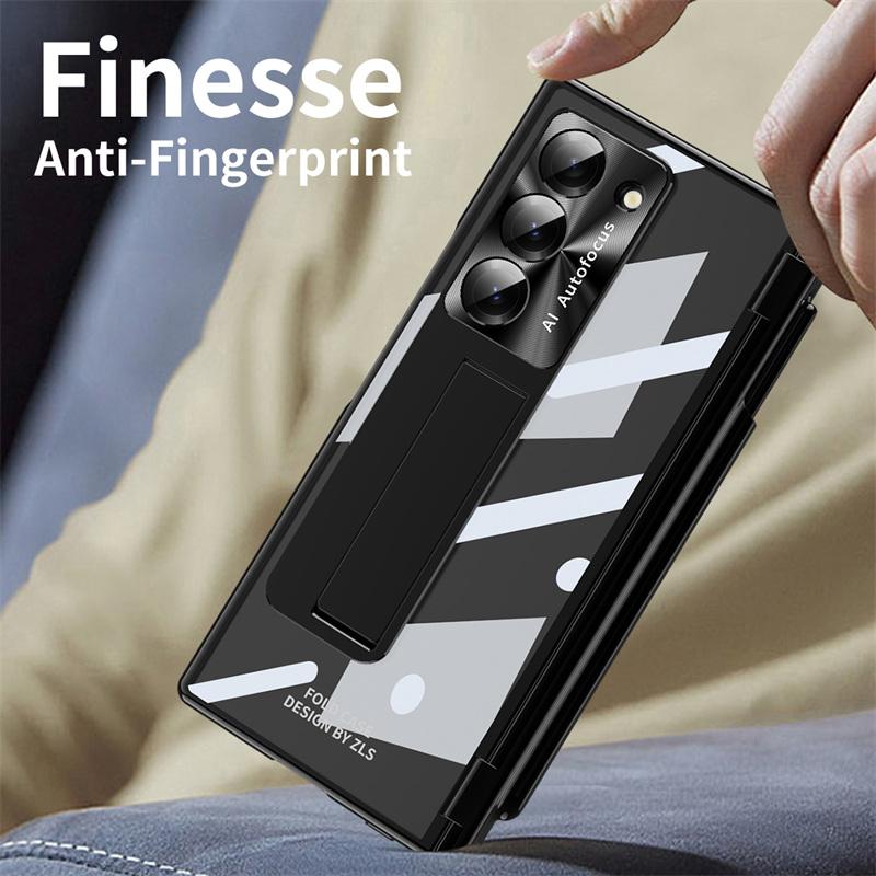 Pentru Samsung Galaxy Z Fold 8 Ultra / 7 6 5 4 3 Carcasă PC Placată cu Protecție Dublă Balama Suport Slot Stilou cu Sticlă Securizată Stilou Stylus