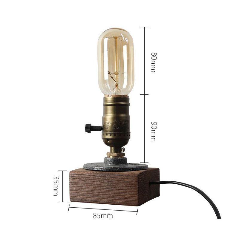 

British Retro Solid Wood Bedside Lamp with Antique Bronze Finish and Old Shanghai E27 Design