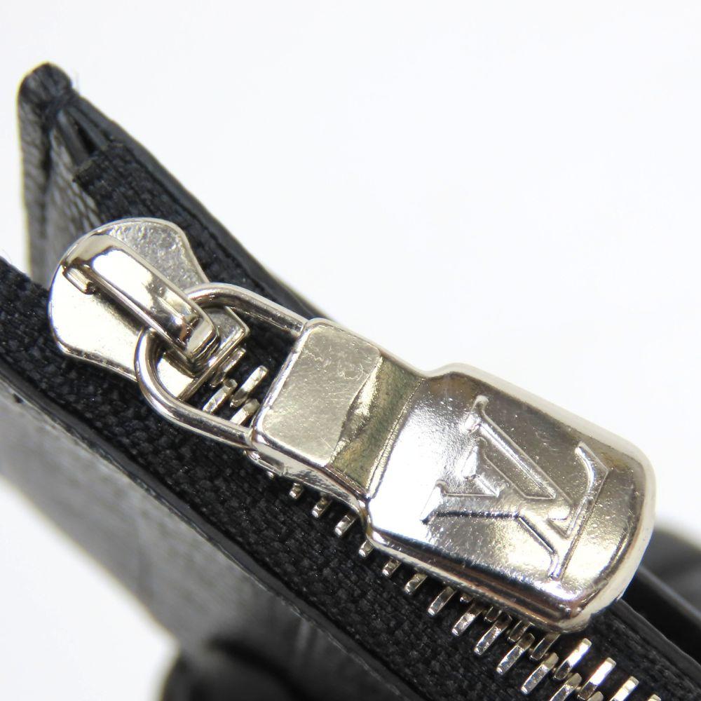 Used LOUIS VUITTON Coin Case Coin Card Holder M30271 Monogram Eclipse/Taiga Noir Black Accessory