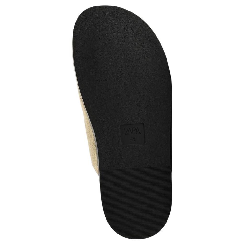 Zara Fashion Slip-On Leather Double Strap Sandals Men Sandals Brown 2703520700