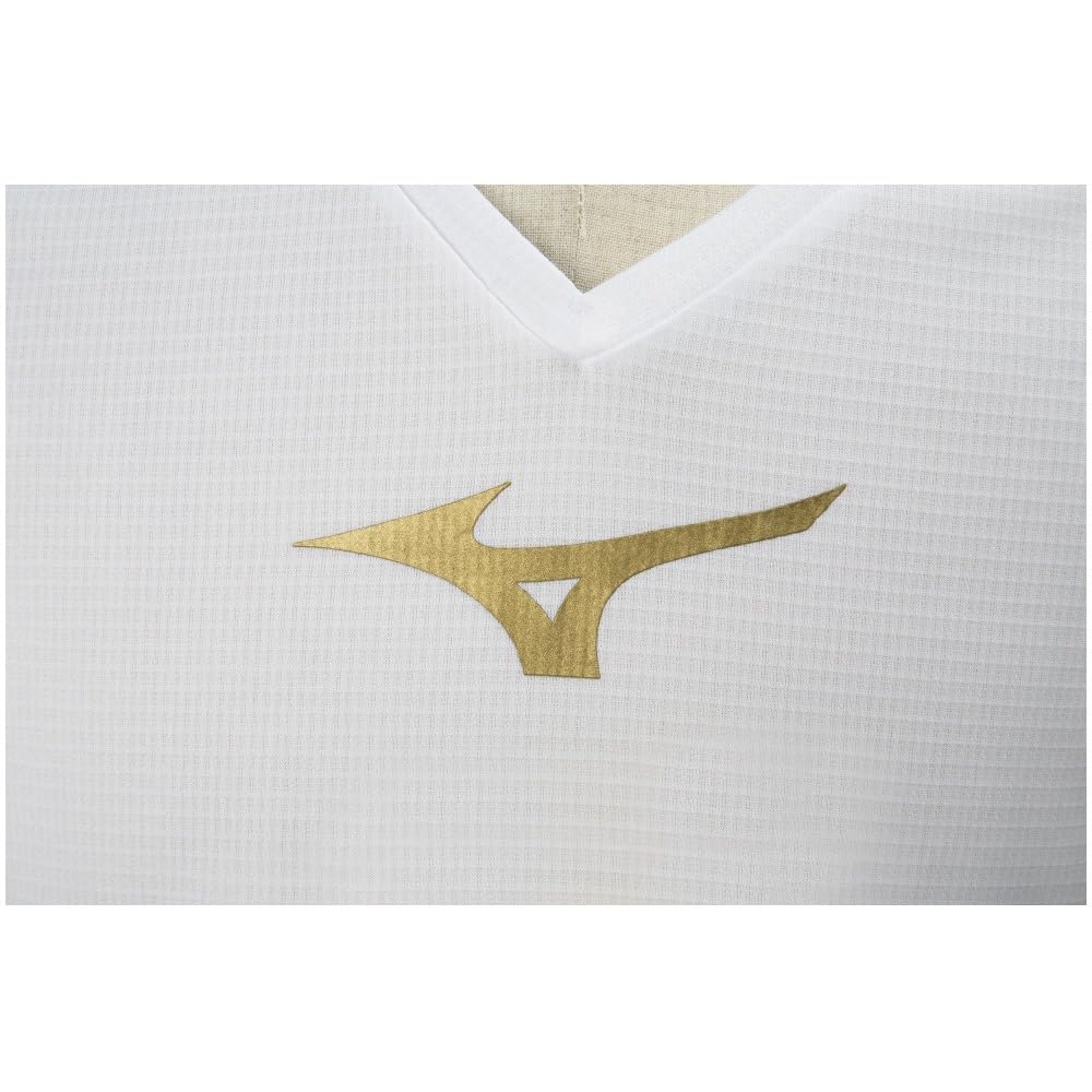 Mizuno Soccer Sleeveless Inner Tank Slim Game and Practice Size 150 Wear, Shirt, Top, Moisture-Wicking, Quick-Drying, Fit, Wear, Unisex, White/Gold,