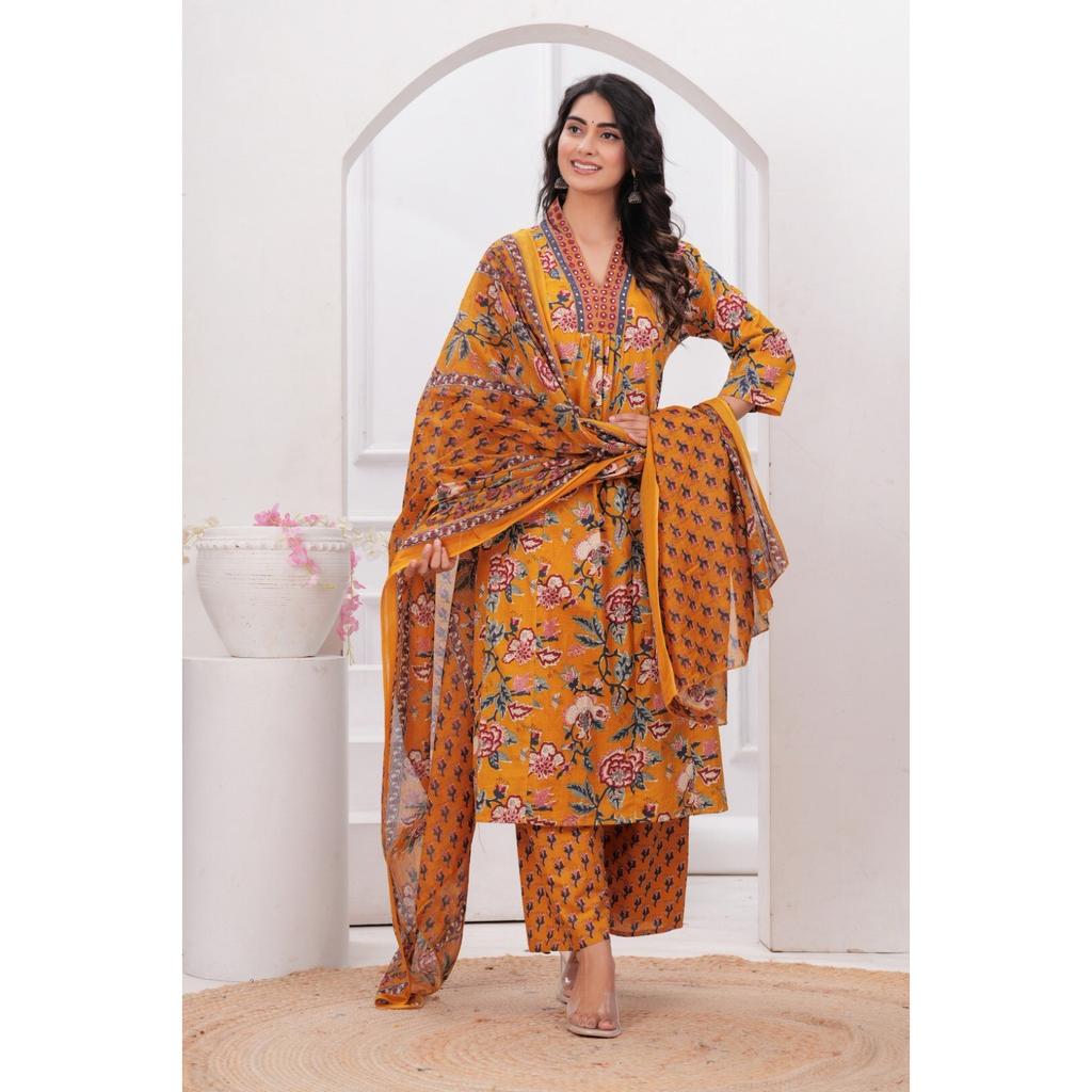 Women Designer Cotton Top Tunic Kurti Set Indian Bollywood Party Salwar Suit SC-2297