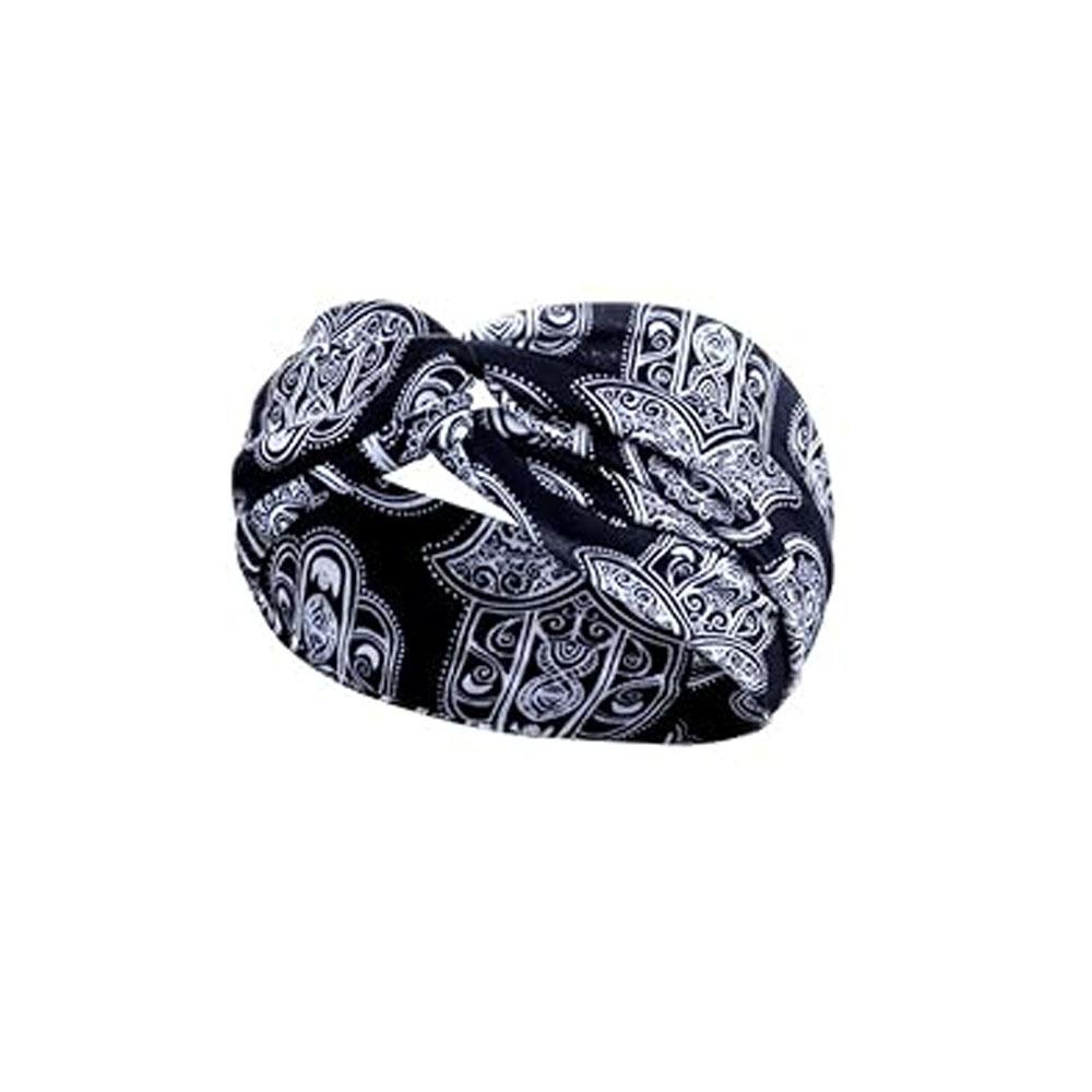 Cashew Flower Headband Sports Running Bohemian Face Wash Makeup Headband Cross Wide-brimmed Headband for Women