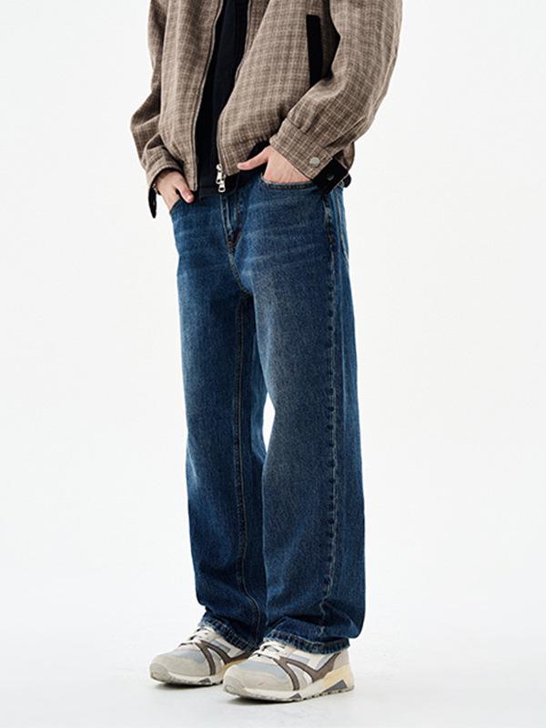 Vaqueros Rectos Elásticos de Pierna Ancha para Hombre - Versátil Casual Holgado